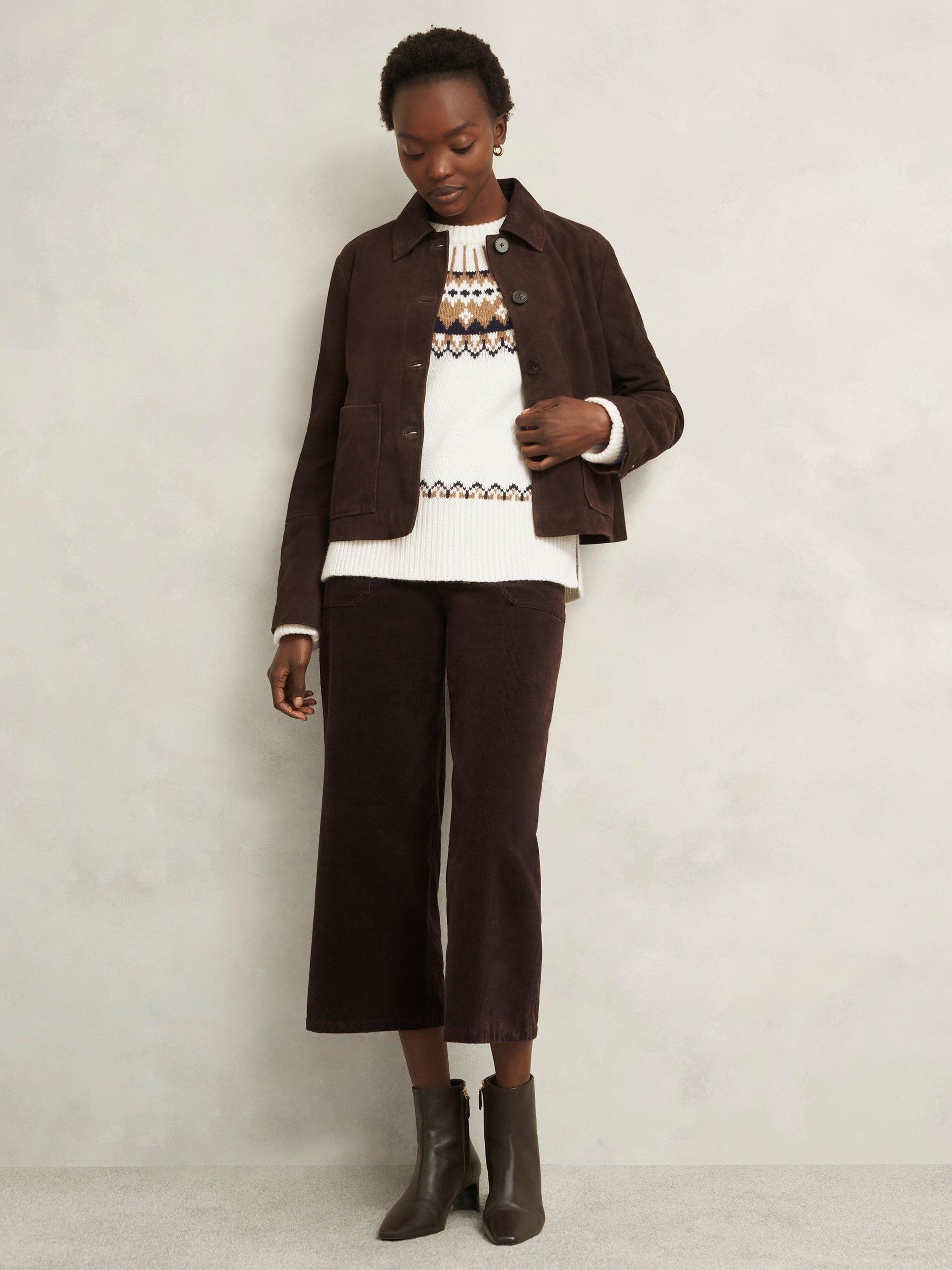 Product image 6 of 6, which shows Hobbs Anya Fair Isle Wool Blend Jumper, Ivory/Camel, S