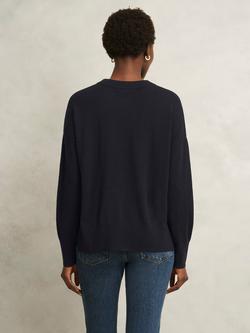Hobbs Arnelle Star Wool Blend Jumper, Navy/Silver - view 2, Navy/Silver