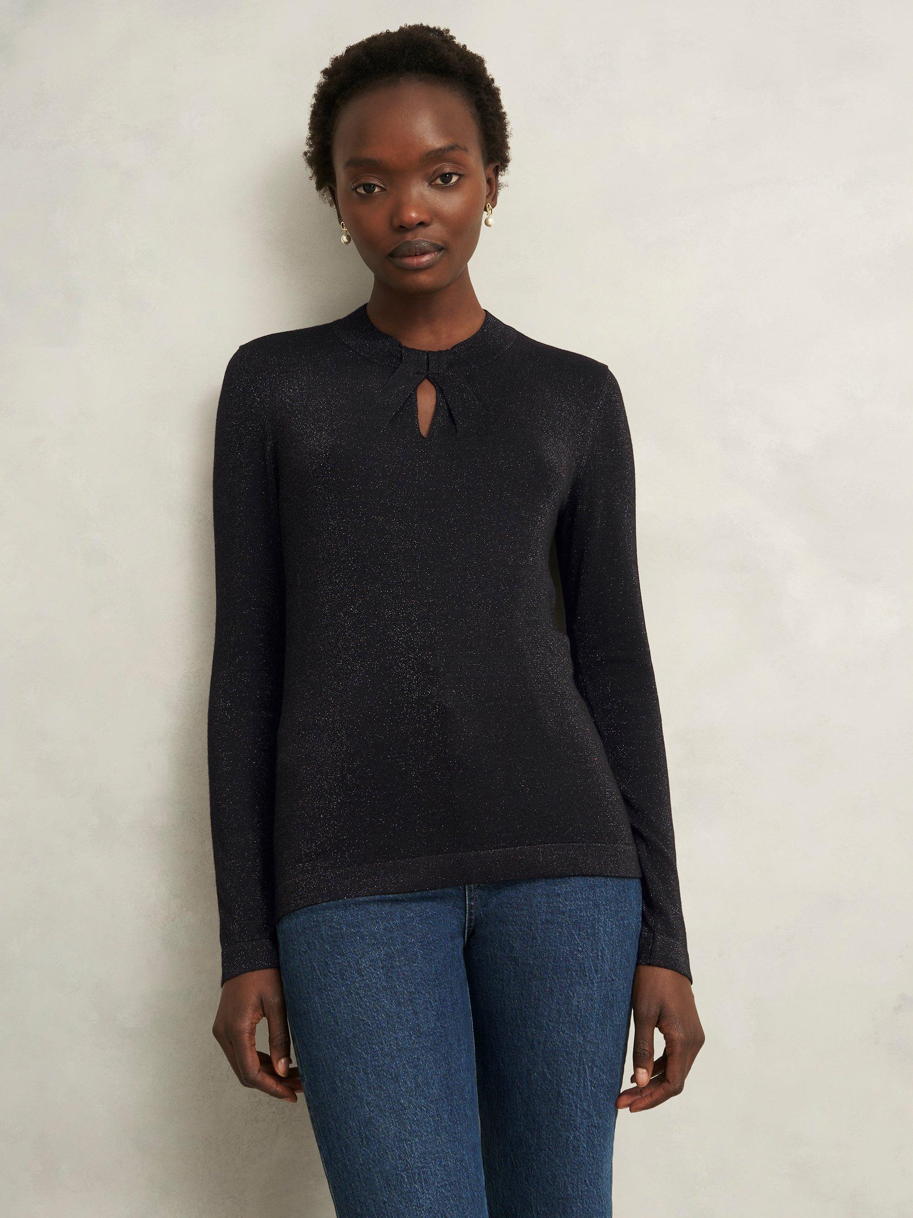 Product image 1 of 5, which shows Hobbs Effie Sparkle Jumper, Black, L