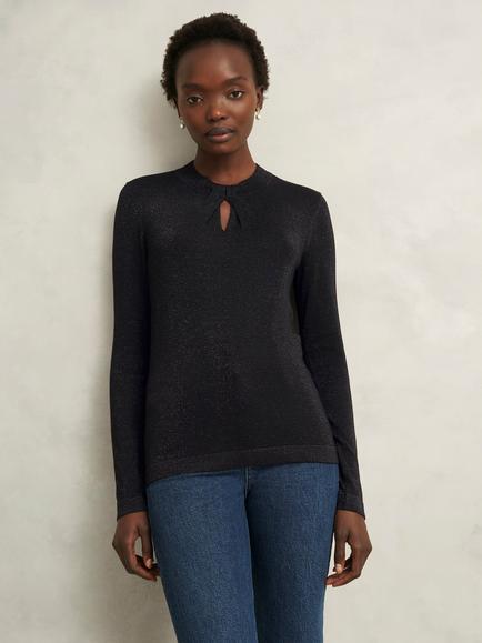 Hobbs Effie Sparkle Jumper, Black, Black