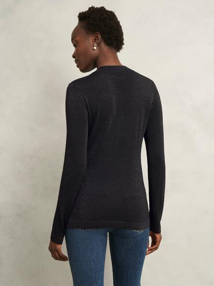 Hobbs Effie Sparkle Jumper, Black - view 2, Black