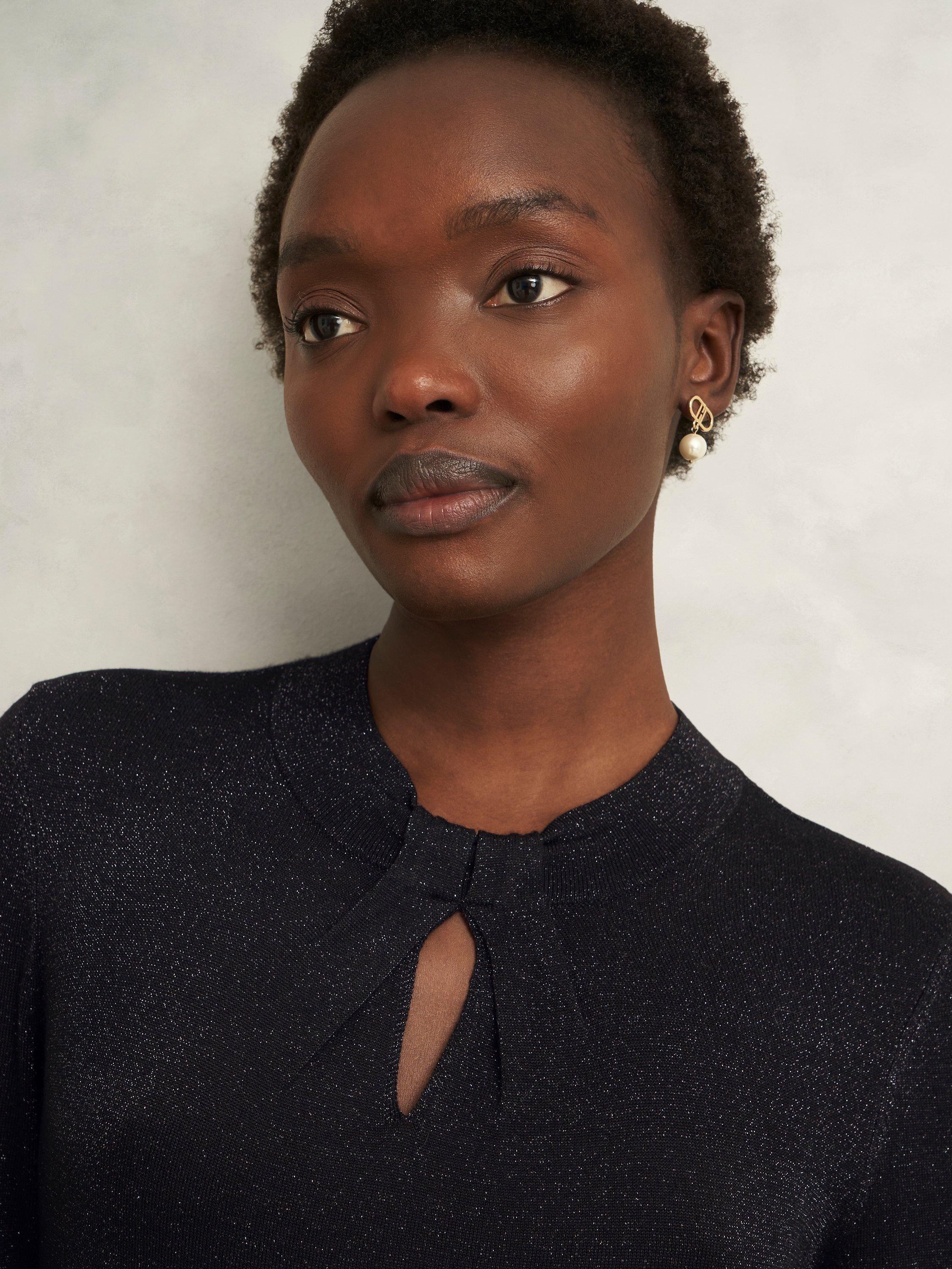 Product image 3 of 5, which shows Hobbs Effie Sparkle Jumper, Black, L