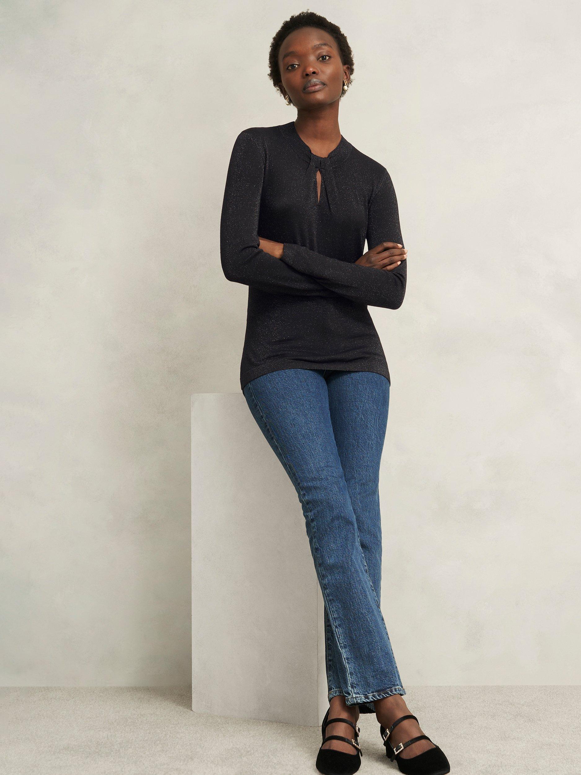 Product image 5 of 5, which shows Hobbs Effie Sparkle Jumper, Black, L