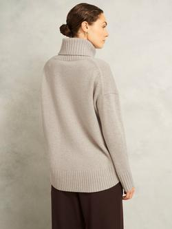 Hobbs Gabi Wool Rich Roll Neck Jumper, Oatmeal Marl - view 2, Oatmeal Marl