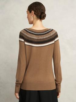 Hobbs Greta Fair Isle Wool Blend Jumper - view 2, Camel Marl