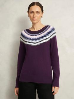 Hobbs Greta Fair Isle Wool Blend Jumper, Vibrant Purple