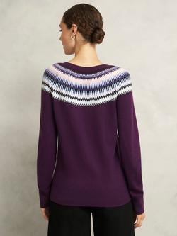 Hobbs Greta Fair Isle Wool Blend Jumper - view 2, Vibrant Purple