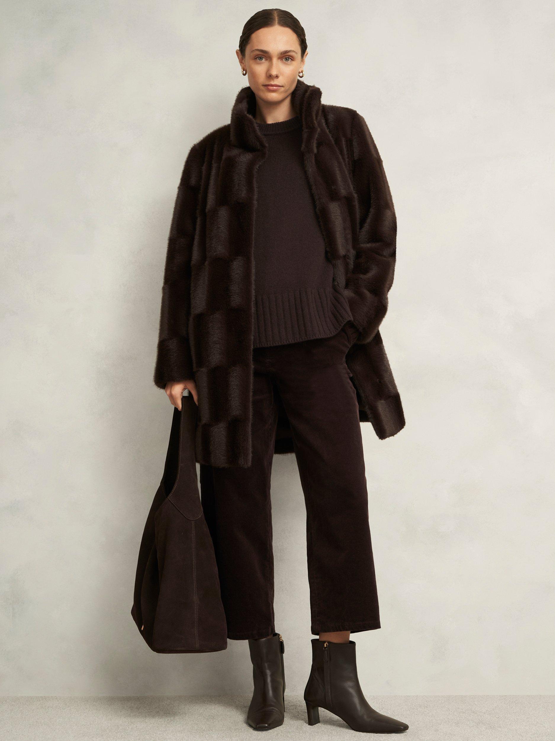 Product image 5 of 6, which shows Hobbs Mali Crew Neck Wool Rich Jumper, Alder Brown, L