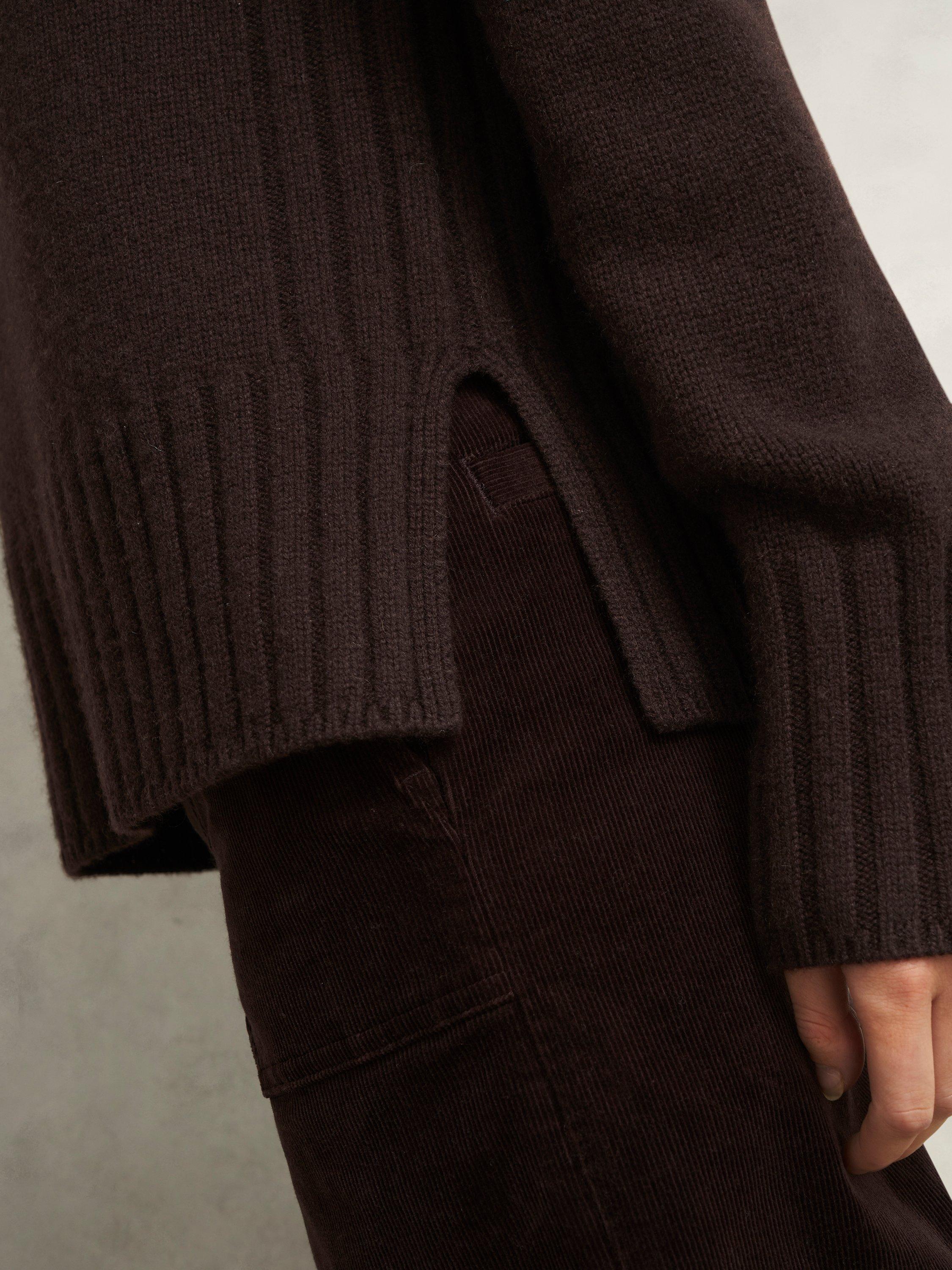 Product image 6 of 6, which shows Hobbs Mali Crew Neck Wool Rich Jumper, Alder Brown, L