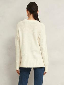 Hobbs Nell Wool Blend Cable Knit Jumper, Ivory - view 2, Ivory