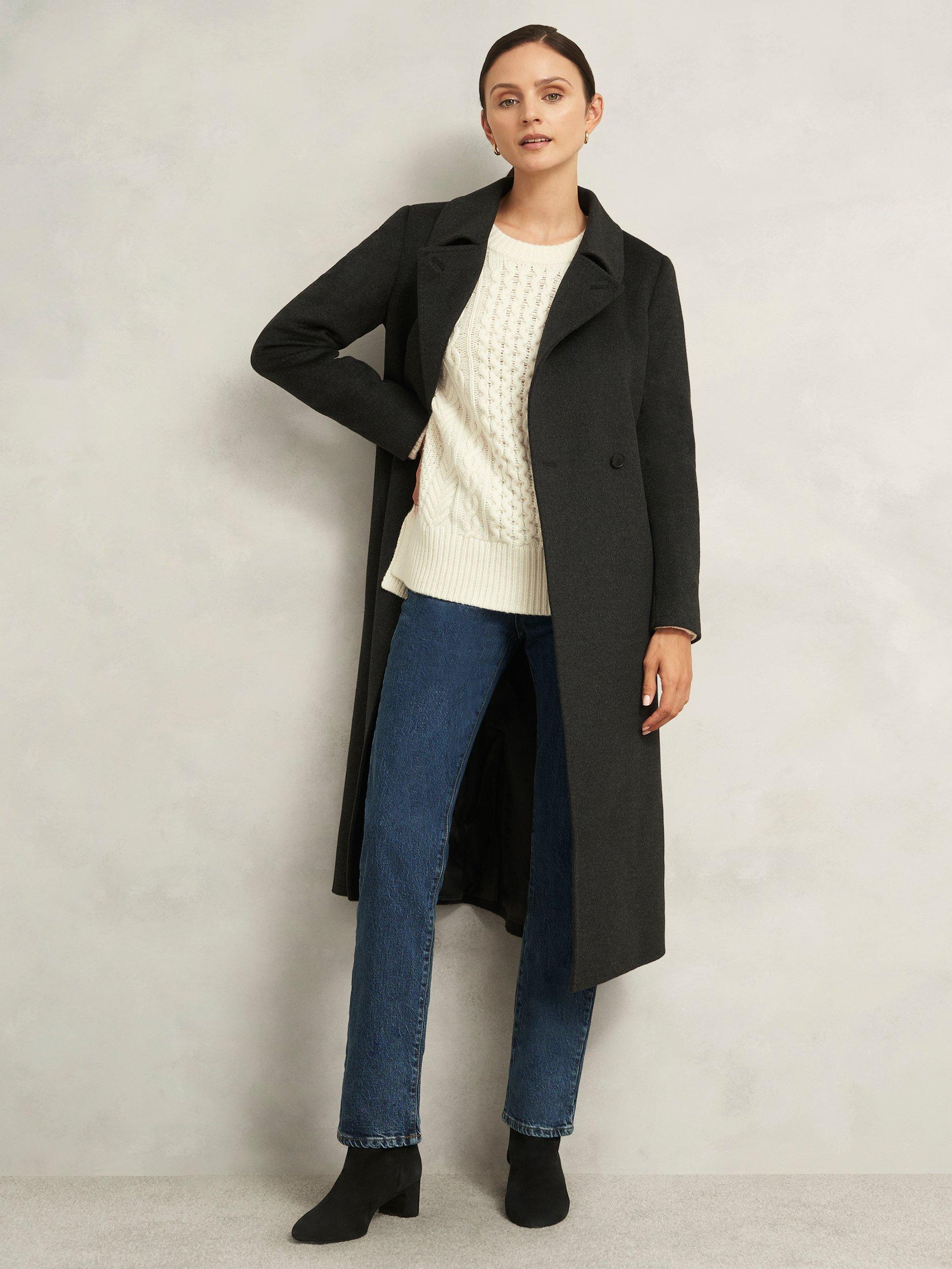 Product image 7 of 7, which shows Hobbs Nell Wool Blend Cable Knit Jumper, Ivory, L