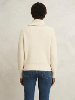Hobbs Sandy Zip Neck Jumper, Oatmeal Marl - view 2, Oatmeal Marl