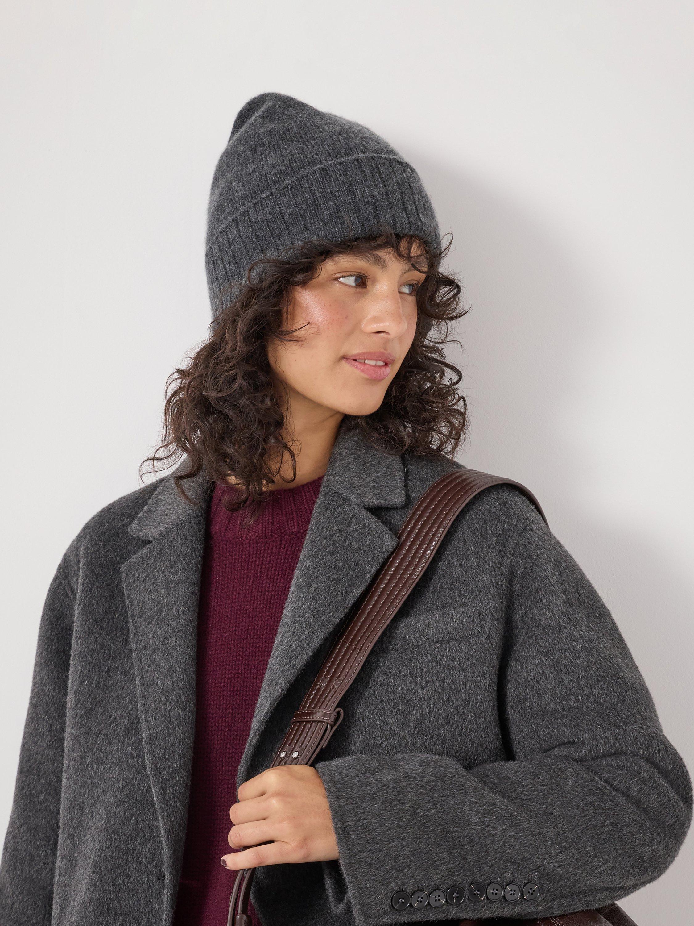 Product image 1 of 3, which shows HUSH Cashmere Beanie Hat, Charcoal Marl, One Size