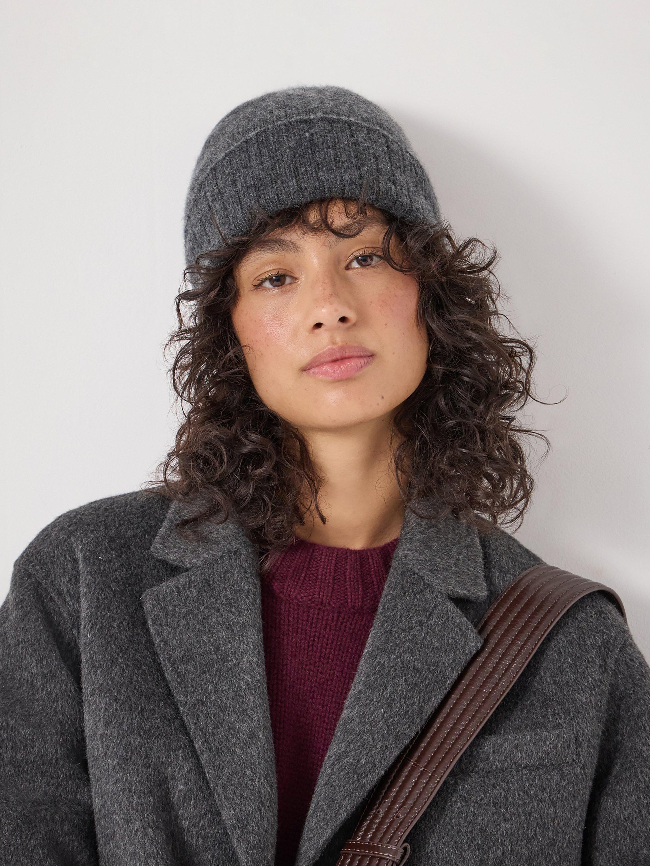 Product image 2 of 3, which shows HUSH Cashmere Beanie Hat, Charcoal Marl, One Size