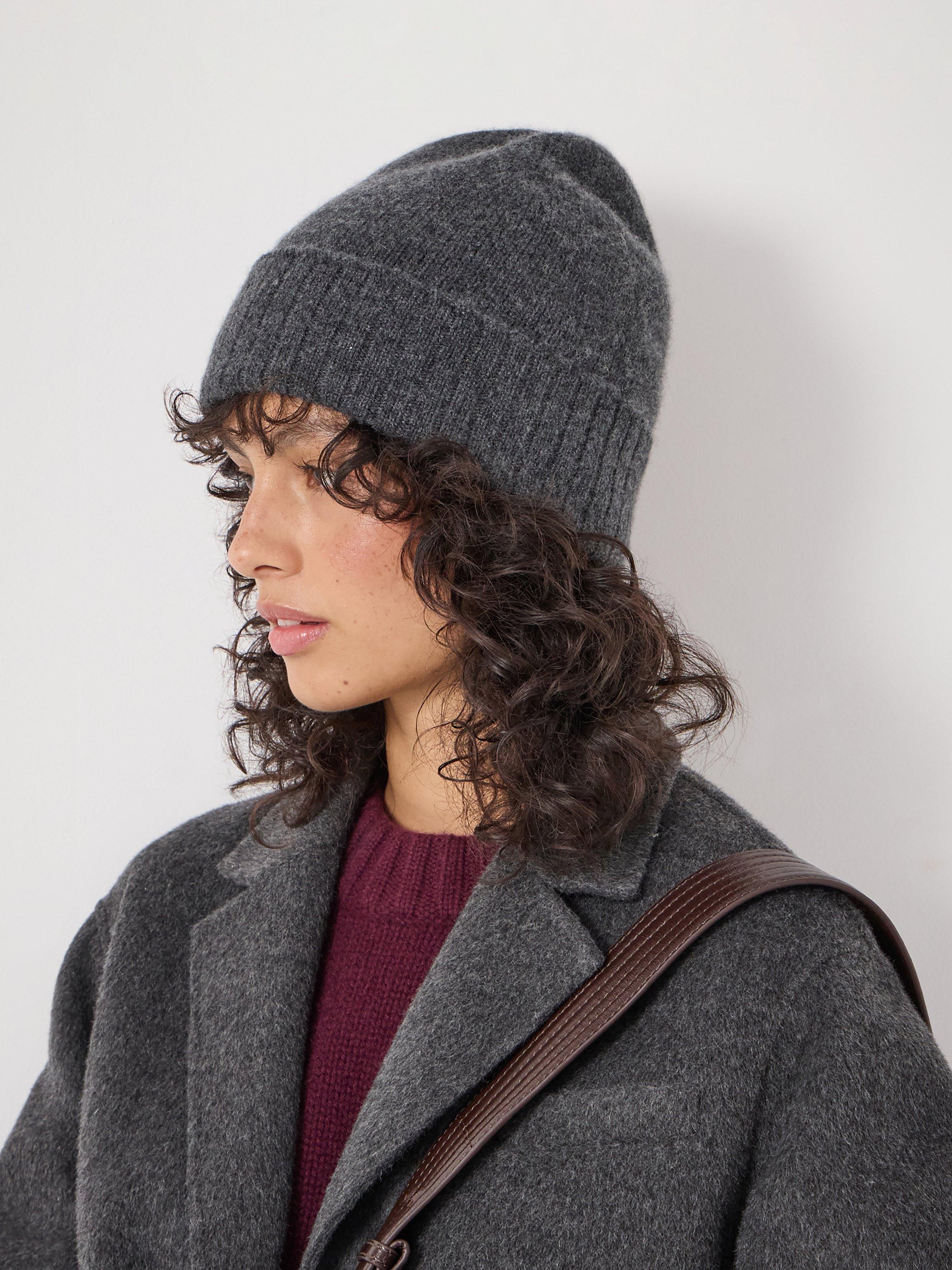 Product image 3 of 3, which shows HUSH Cashmere Beanie Hat, Charcoal Marl, One Size