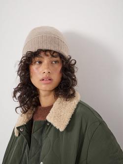 HUSH Cashmere Beanie Hat, Oatmeal Beige