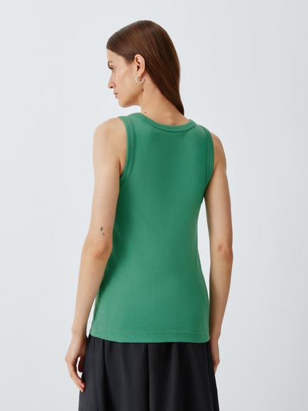 John Lewis Organic Cotton Tank Top - view 2, Green