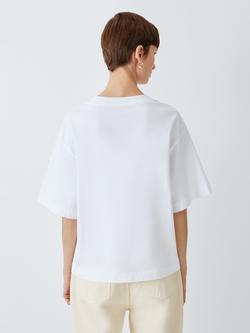 John Lewis Organic Cotton V-Neck Oversized T-Shirt - view 2, White