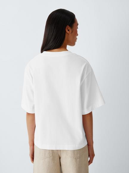 John Lewis Organic Cotton V-Neck Oversized T-Shirt - view 2, White