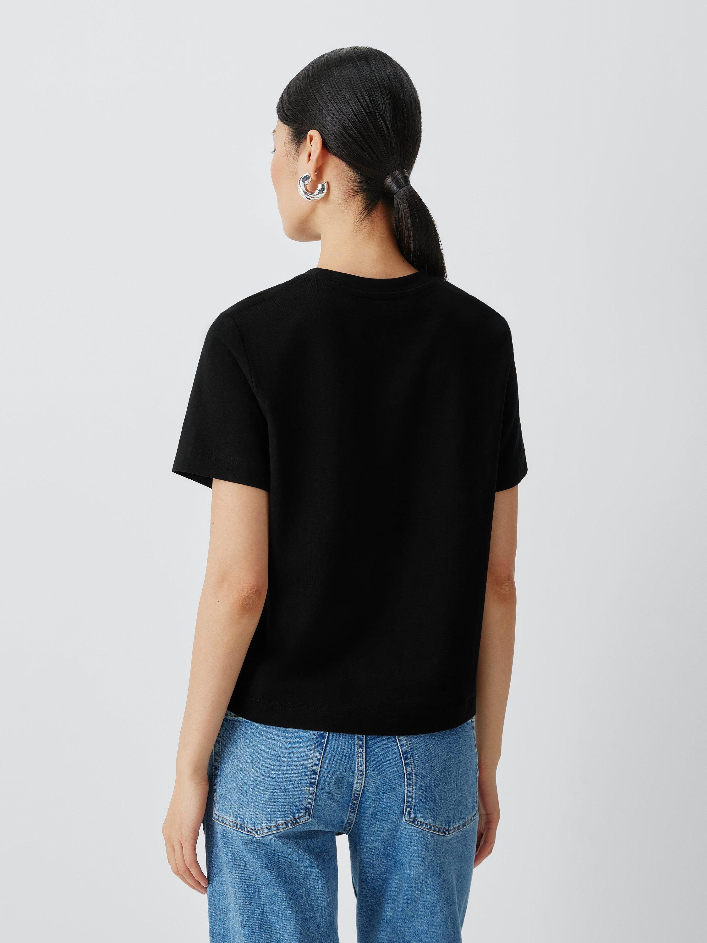 Product image 2 of 6, which shows John Lewis Icon Organic Cotton T-Shirt, Black, 6