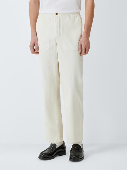 John Lewis Straight Leg Corduroy Trousers, Egret