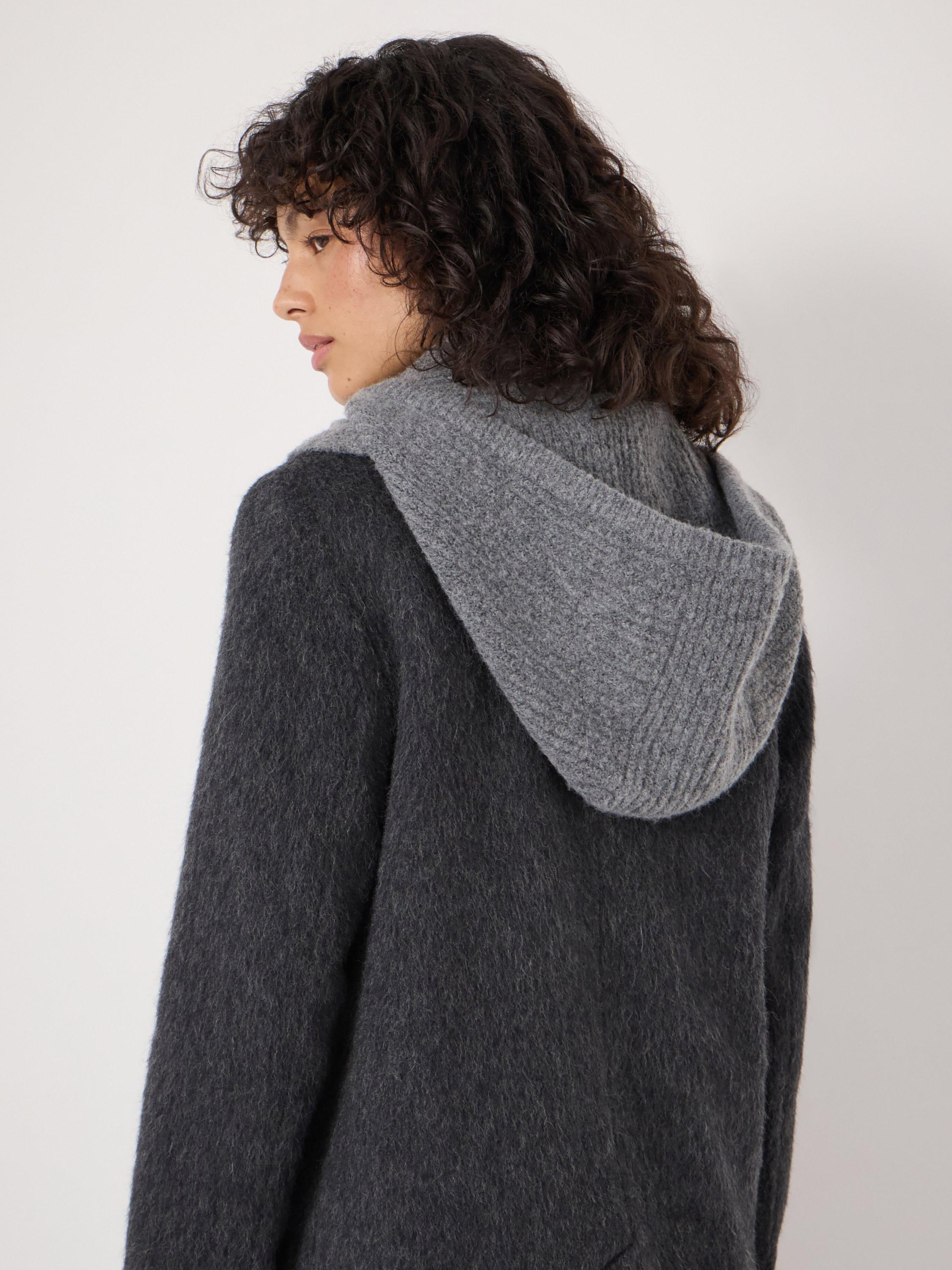 Product image 5 of 5, which shows HUSH Knitted Hooded Scarf, Grey Marl, One Size