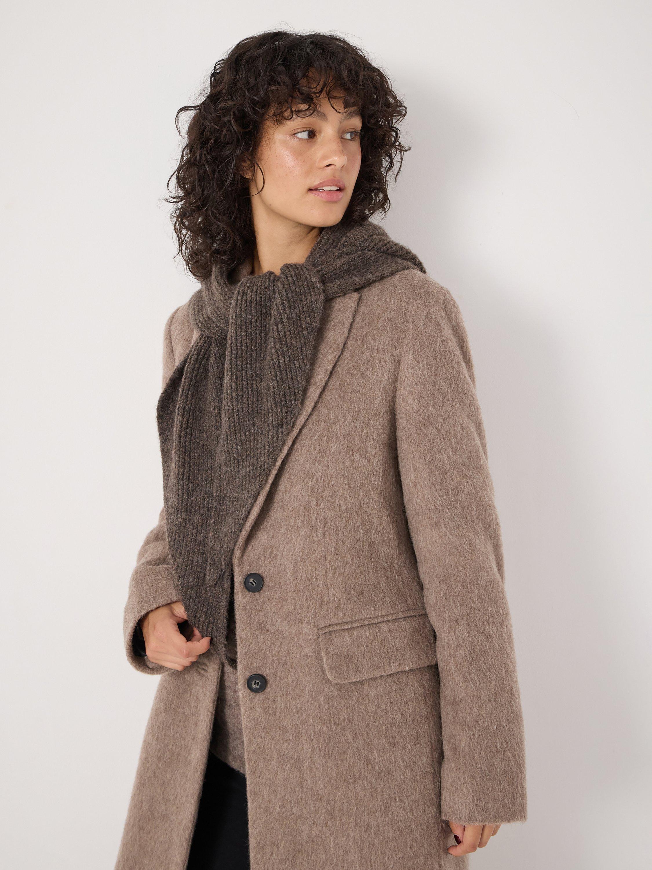 Product image 2 of 3, which shows HUSH Knitted Hooded Scarf, Chocolate Chip, One Size