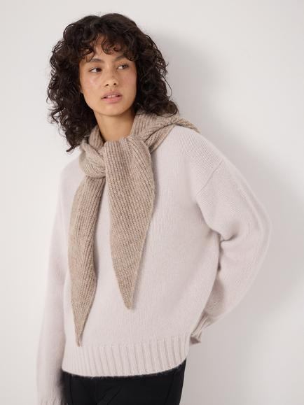 HUSH Knitted Hooded Scarf, Oatmeal Grey