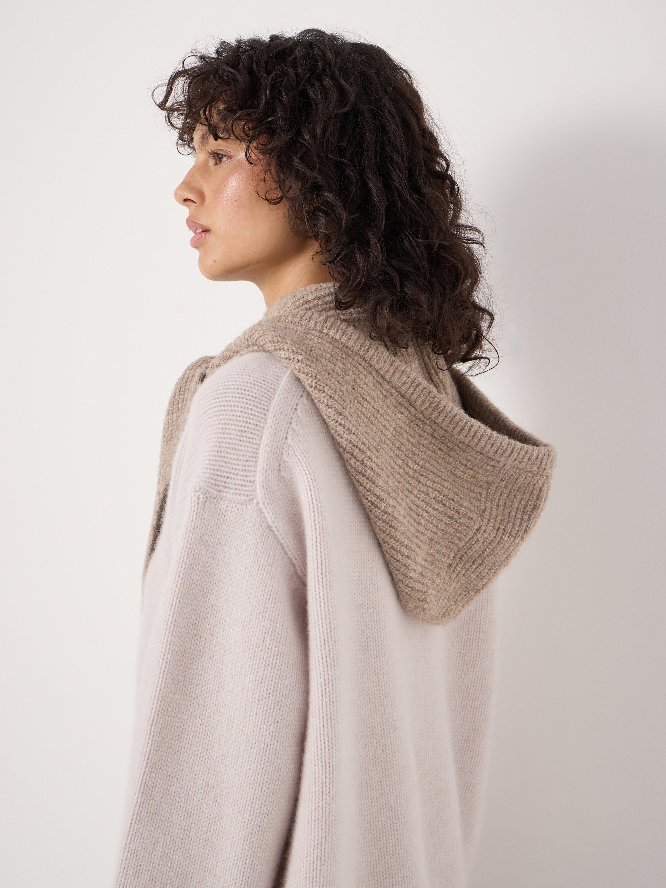 Product image 3 of 3, which shows HUSH Knitted Hooded Scarf, Oatmeal Grey, One Size