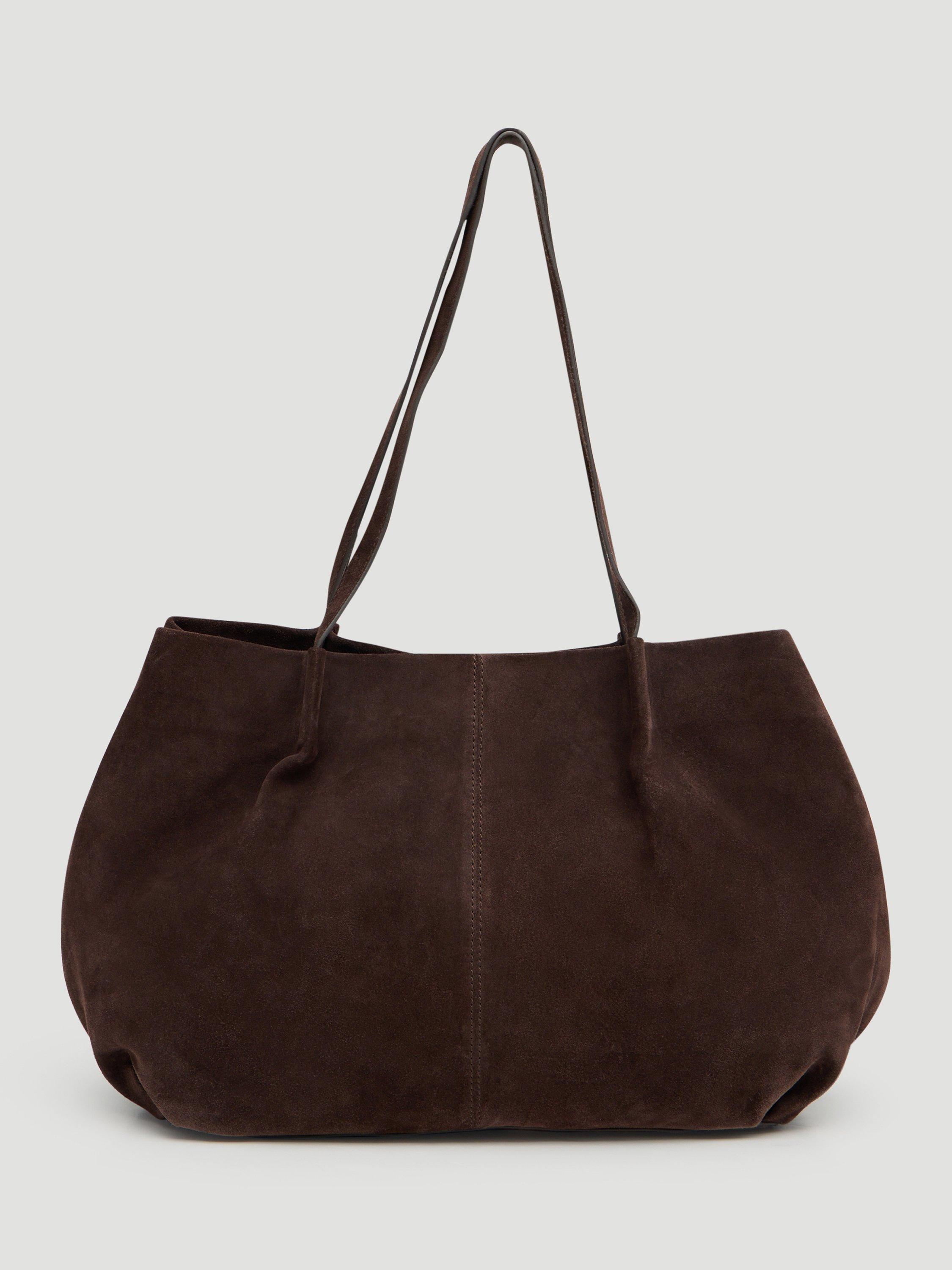 Product image 1 of 6, which shows HUSH Wing Suede Shoulder Bag, Dark Brown, One Size