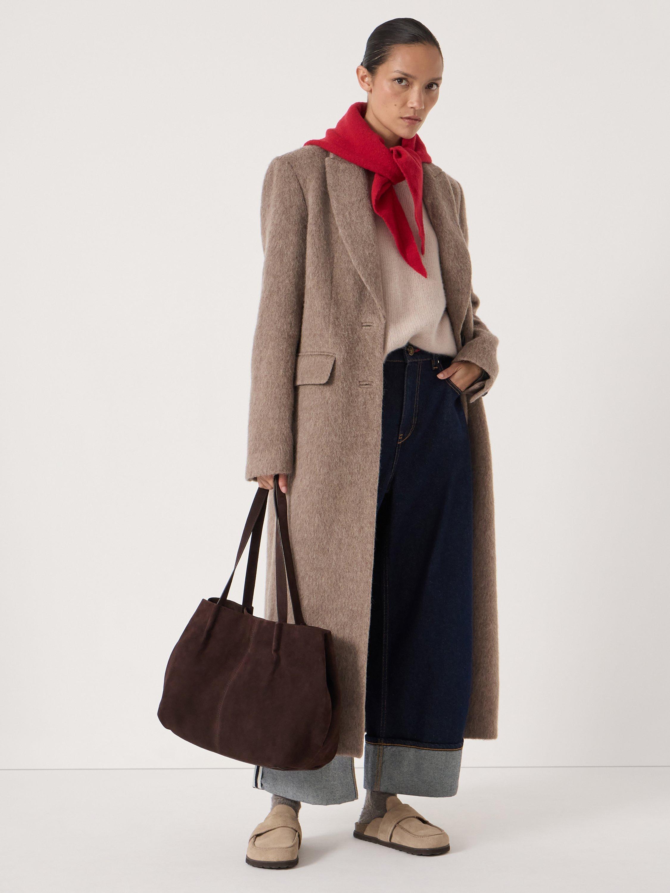 Product image 2 of 6, which shows HUSH Wing Suede Shoulder Bag, Dark Brown, One Size