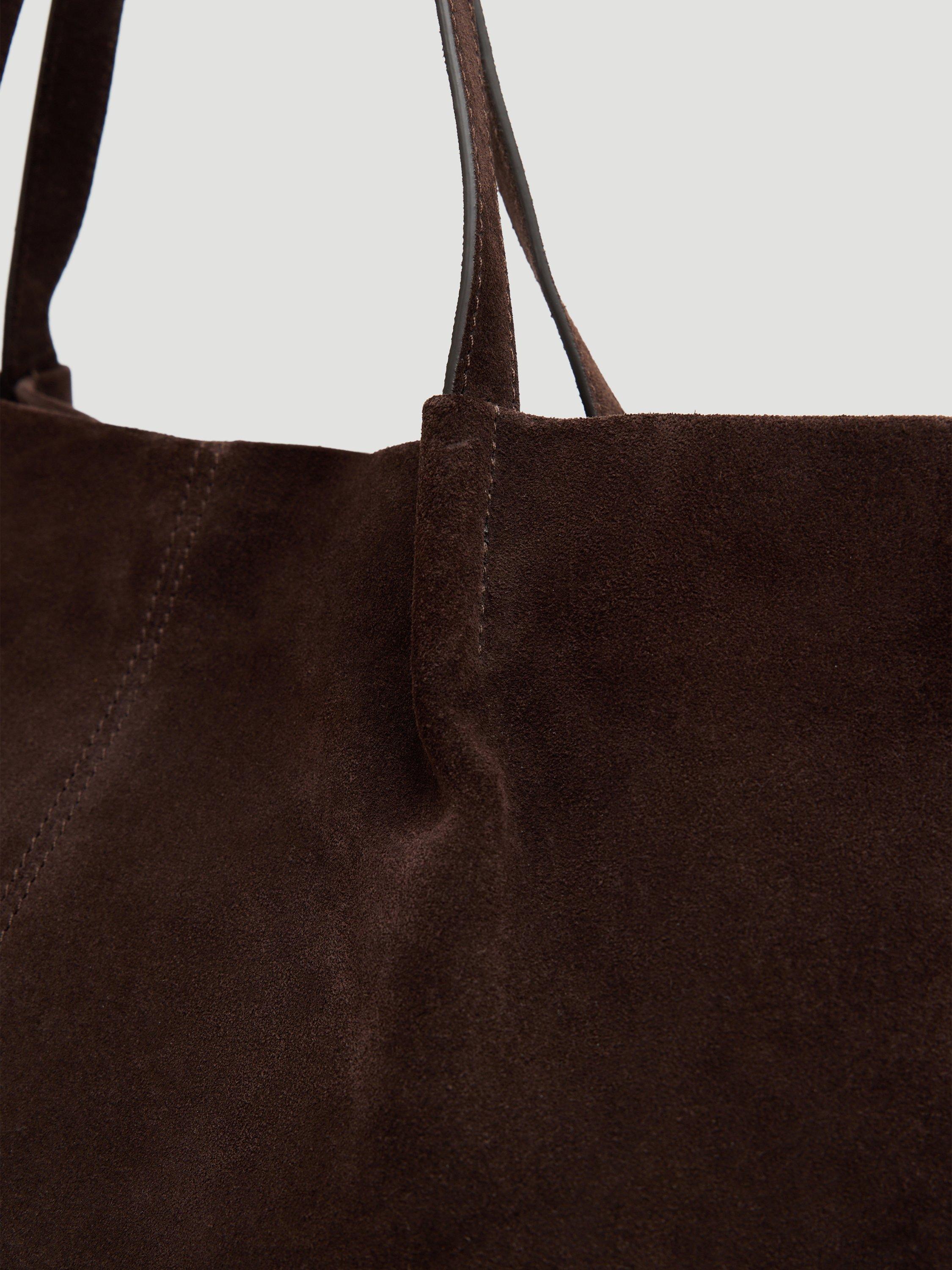 Product image 4 of 6, which shows HUSH Wing Suede Shoulder Bag, Dark Brown, One Size