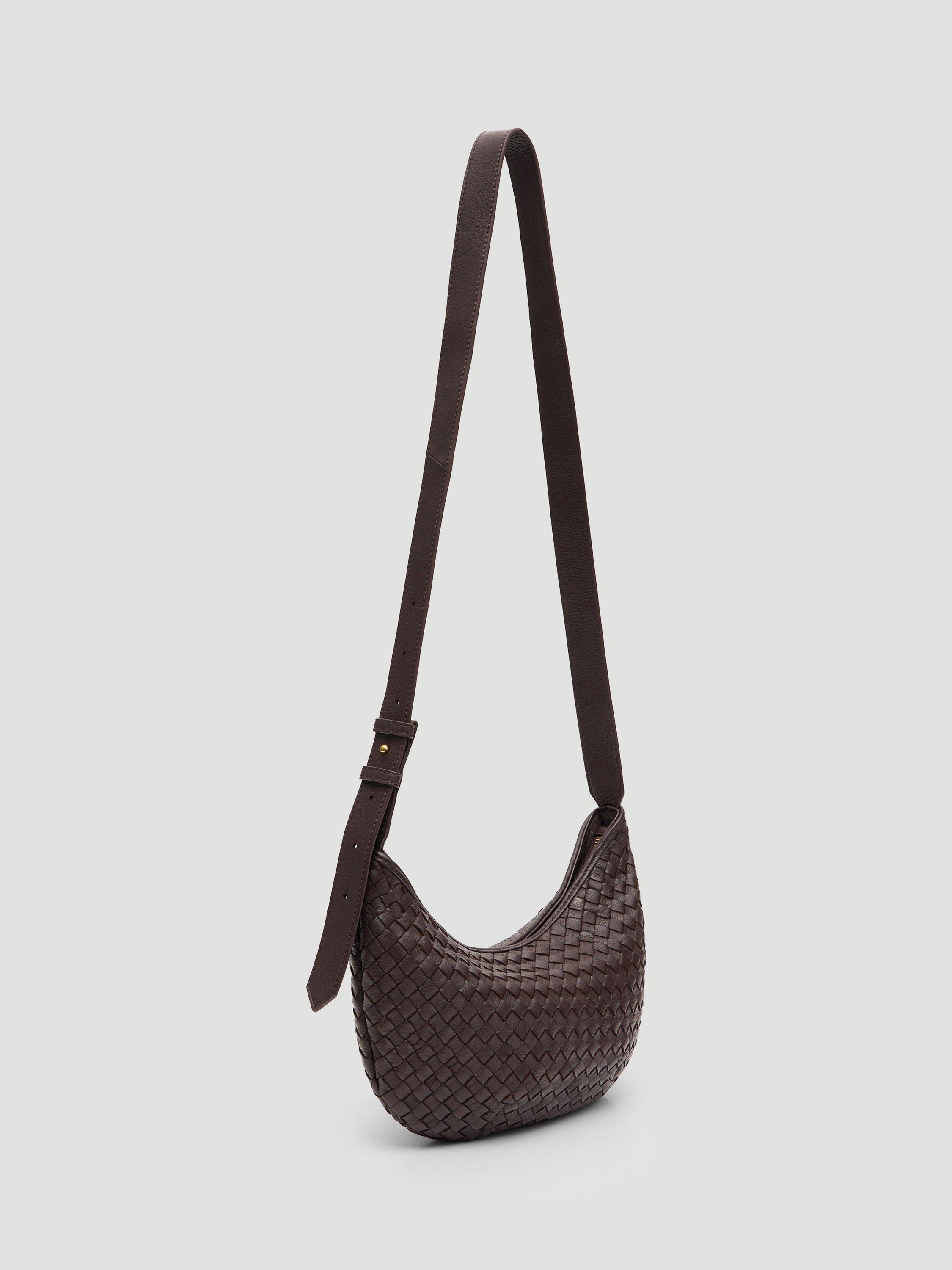 Product image 2 of 3, which shows HUSH Weave Leather Crossbody Bag, Wine Red, One Size