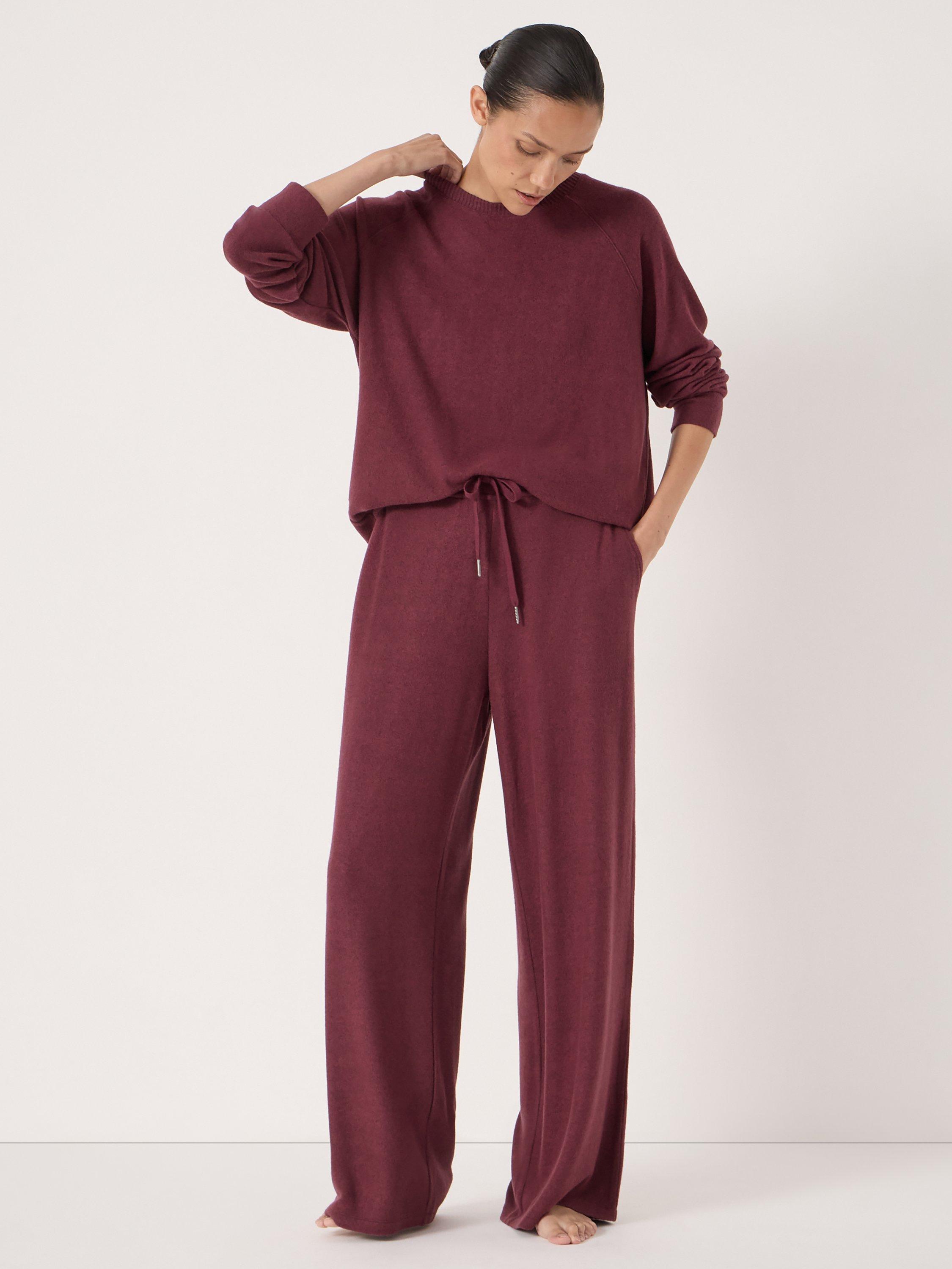 Product image 2 of 5, which shows HUSH Elle Super Soft Raglan Sleeve Pyjama Top containing LENZING™ ECOVERO™ Viscose, Burgundy Purple, L