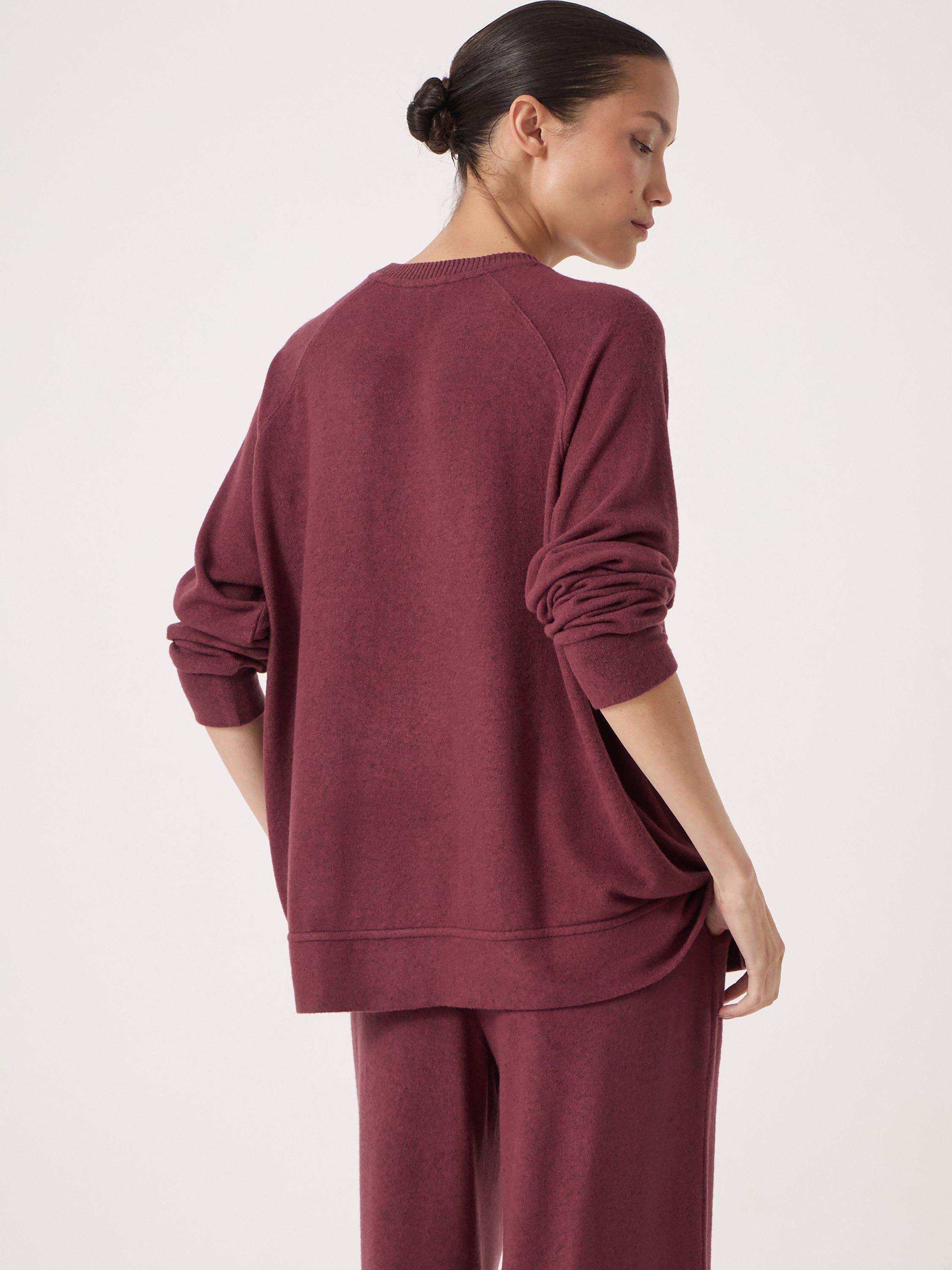 Product image 3 of 5, which shows HUSH Elle Super Soft Raglan Sleeve Pyjama Top containing LENZING™ ECOVERO™ Viscose, Burgundy Purple, L