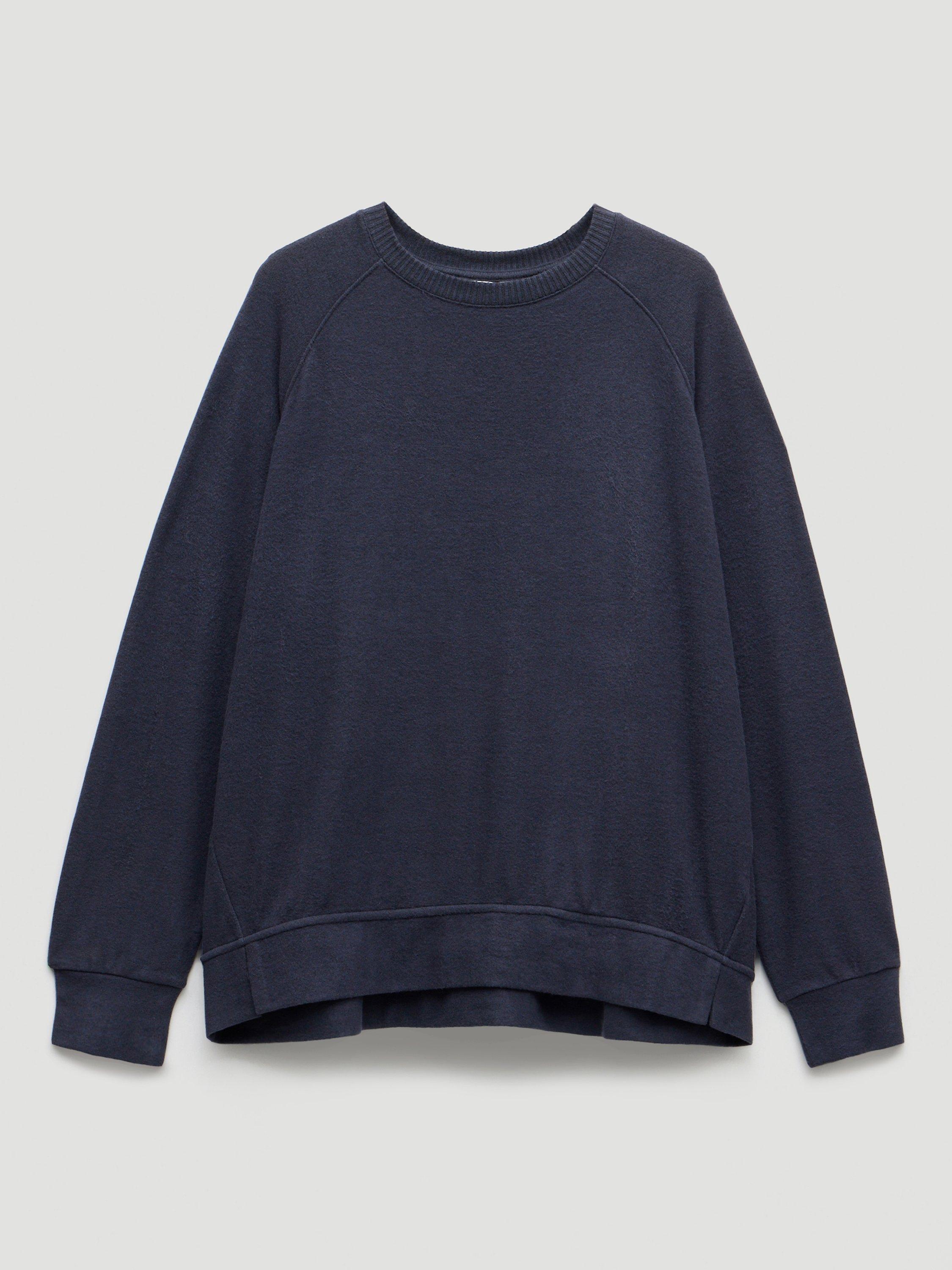 Product image 1 of 1, which shows HUSH Elle Super Soft Raglan Sleeve Pyjama Top containing LENZING™ ECOVERO™ Viscose, Navy Blue, XXS