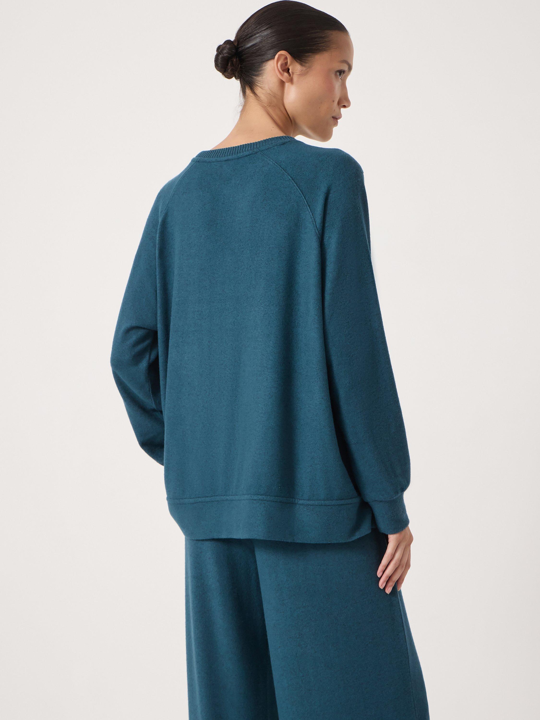 Product image 3 of 5, which shows HUSH Elle Super Soft Raglan Sleeve Pyjama Top containing LENZING™ ECOVERO™ Viscose, Teal Blue, XXS