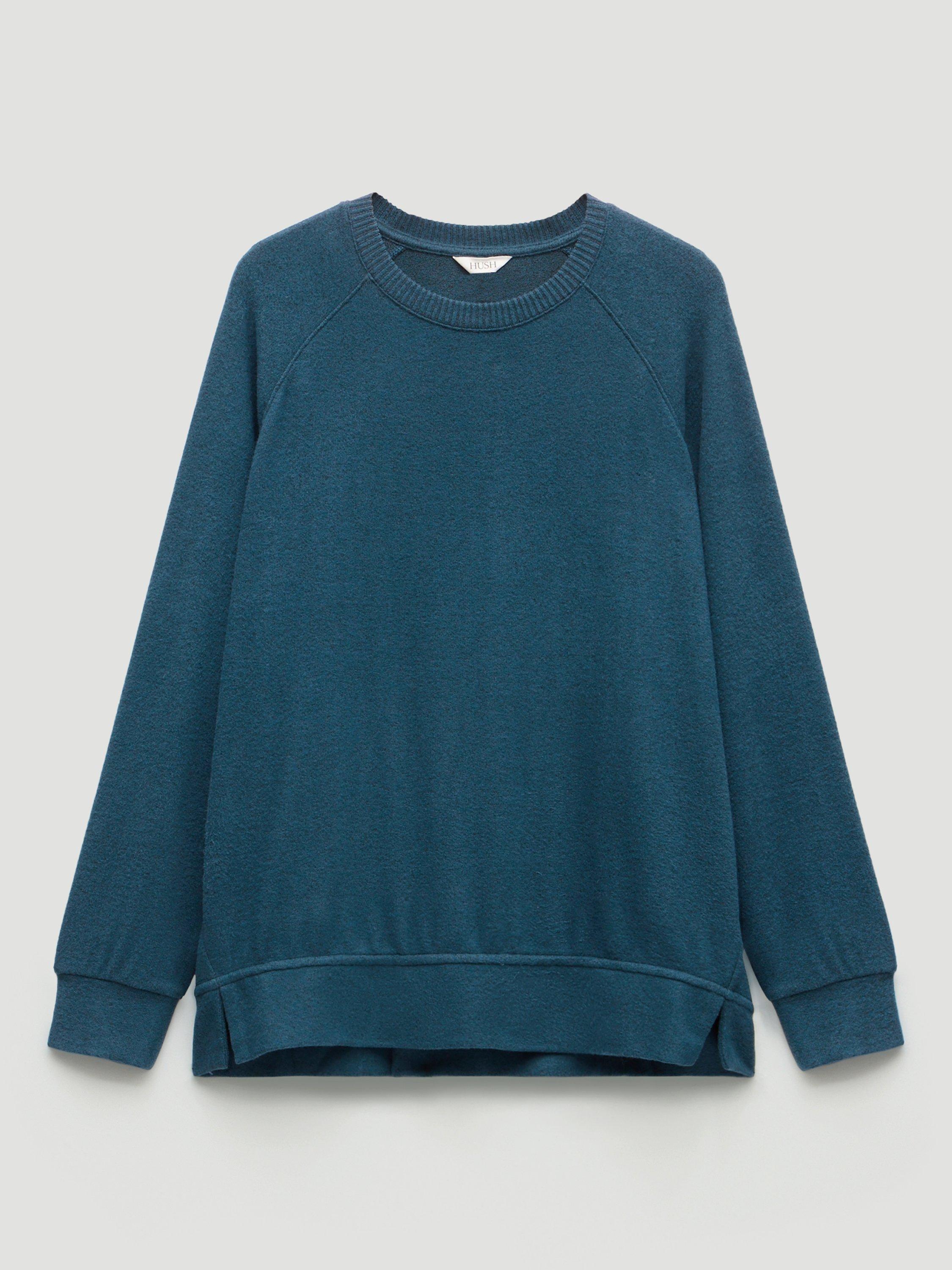Product image 4 of 5, which shows HUSH Elle Super Soft Raglan Sleeve Pyjama Top containing LENZING™ ECOVERO™ Viscose, Teal Blue, XXS