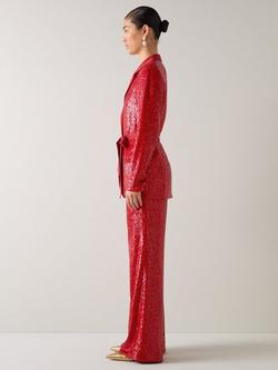 L.K.Bennett Shimmer Sequin Belted Jacket, Red Salsa - view 2, Red Salsa
