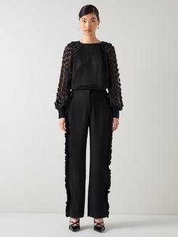 L.K.Bennett Gisella 3D Flower Chiffon Blouse, Bla-black, Bla-black