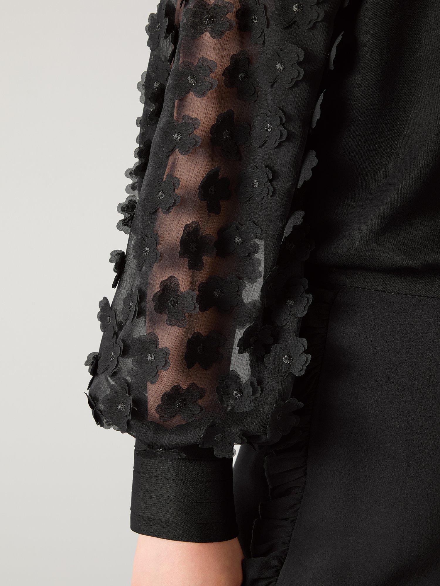 Product image 5 of 5, which shows L.K.Bennett Gisella 3D Flower Chiffon Blouse, Bla-black, 4