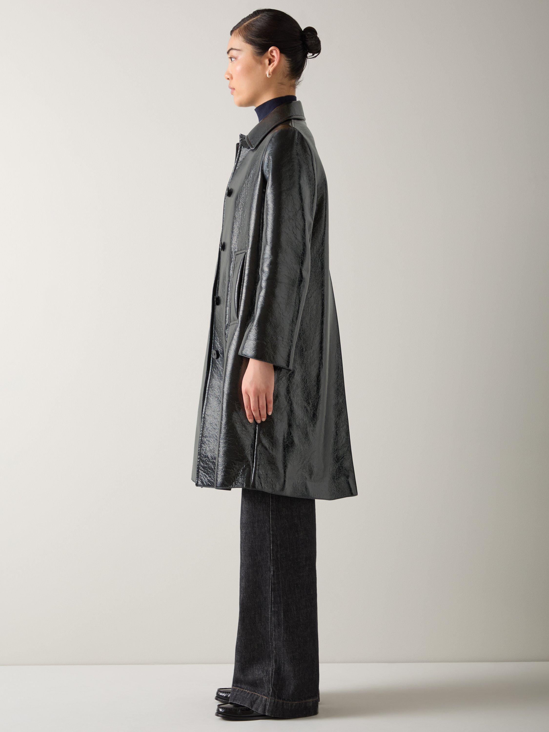 Product image 2 of 4, which shows L.K.Bennett Arden Patent Swing Coat, Black, 6