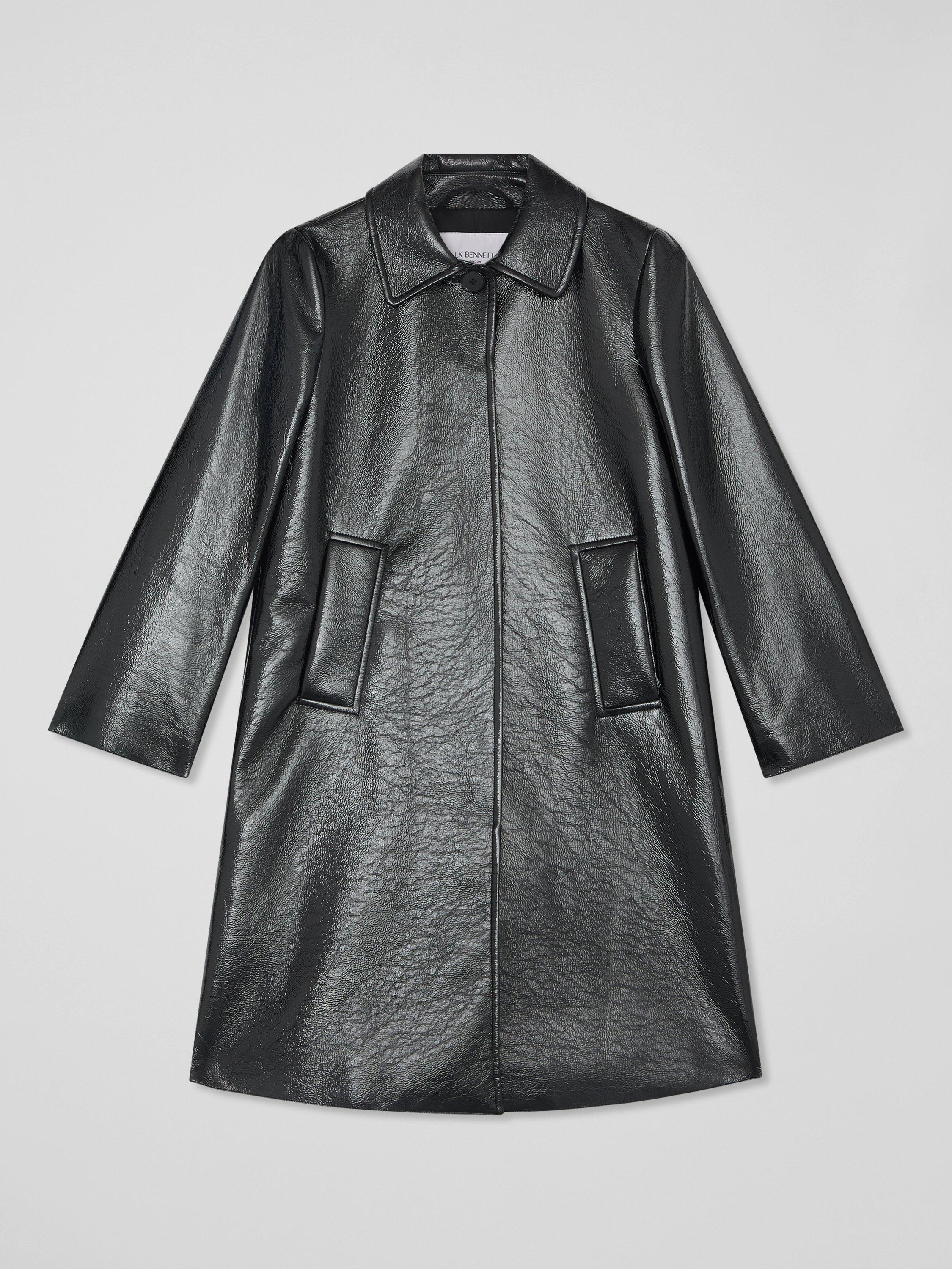 Product image 4 of 4, which shows L.K.Bennett Arden Patent Swing Coat, Black, 6