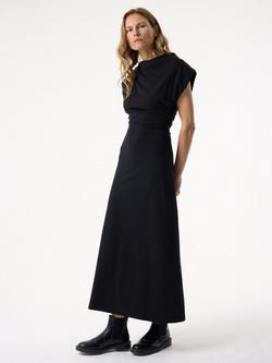 AKYN Lola Drape Asymmetric Dress, Black, Black