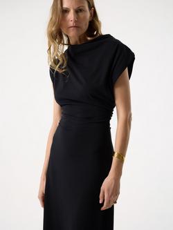 AKYN Lola Drape Asymmetric Dress, Black - view 2, Black