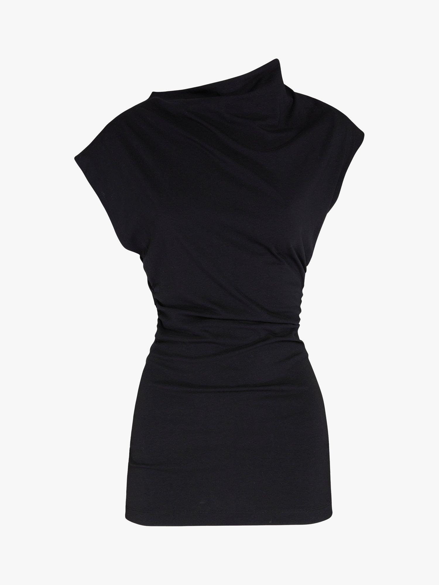 Product image 4 of 4, which shows AKYN Isla Stretch Jersey Asymmetric Top, Black, M