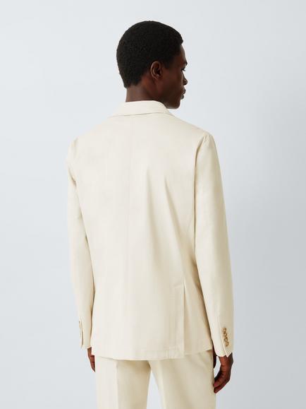 John Lewis Single Breasted Regular Fit Cotton Blend Suit Jacket - view 2, Stone
