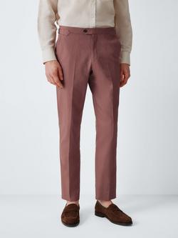John Lewis Linen Cotton Blend Slim Fit Suit Trousers, Pink
