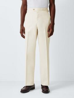 John Lewis Side Adjuster Cotton Blend Suit Trousers, Stone