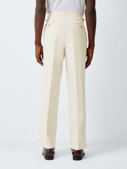 John Lewis Side Adjuster Cotton Blend Suit Trousers - view 2, Stone